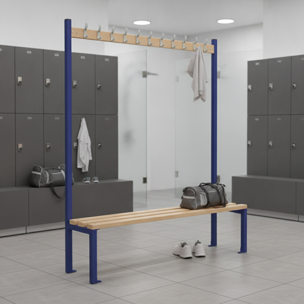 Powder Coated Steel Single-sided Island Seating for Changing Rooms