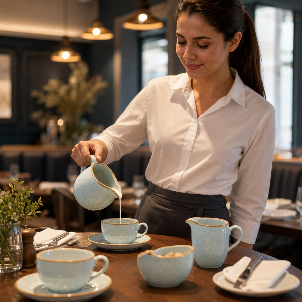 Super Vitrified Ceramic Milk Jugs Duck Egg Blue for Dining Tables (Pack of 4)