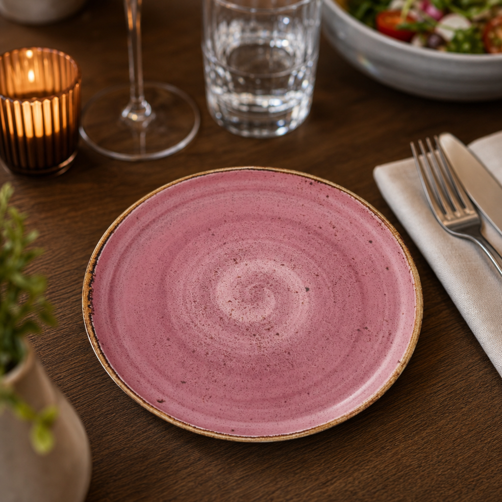 Stack Plates 165mm Pink Vitrified Ceramic for Dining Experiences (Pack of 12)