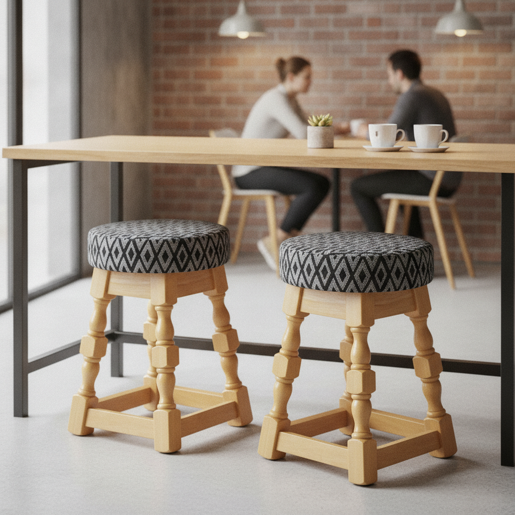 Rubber Wood Low Bar Stools 500x345mm for Casual Dining (Pack of 2)