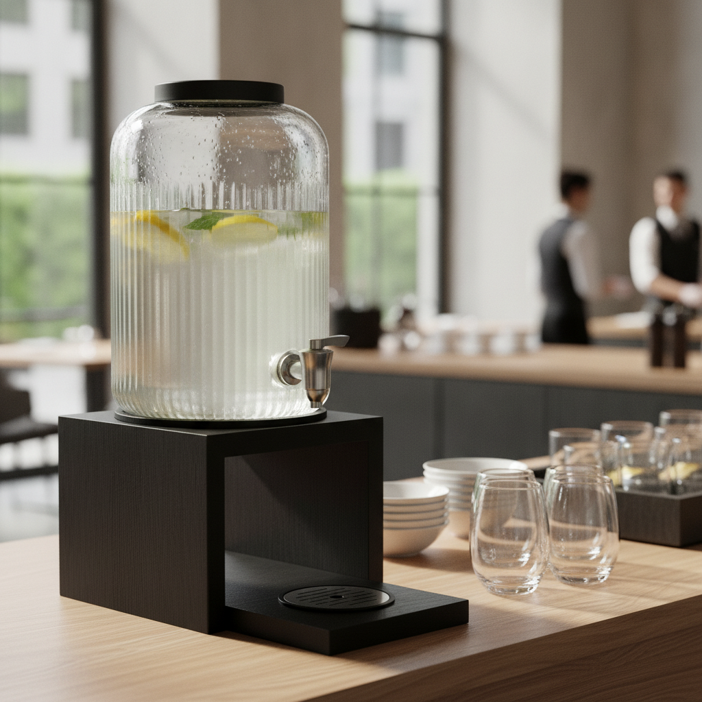 Wooden Glass Beverage Dispenser 7L for Buffets & Events