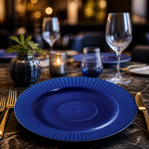 Accent Gourmet Plates Blue Porcelain for Fine Dining (Pack of 12)
