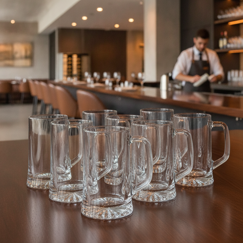 Glass Beer Mugs 620ml for Bars & Restaurants (Pack of 6)