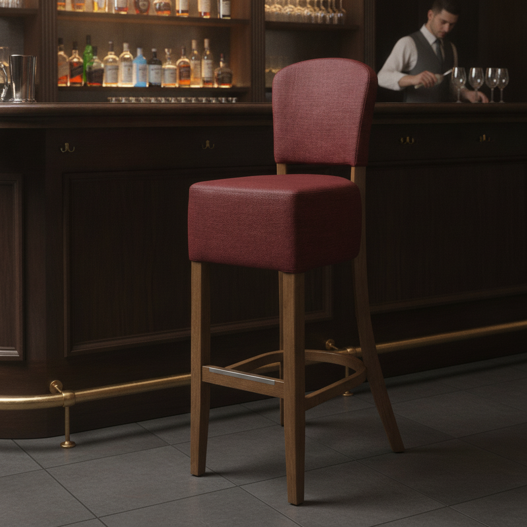 Faux Leather Bar Chair with Weathered Oak Finish 1175mm for Commercial Spaces