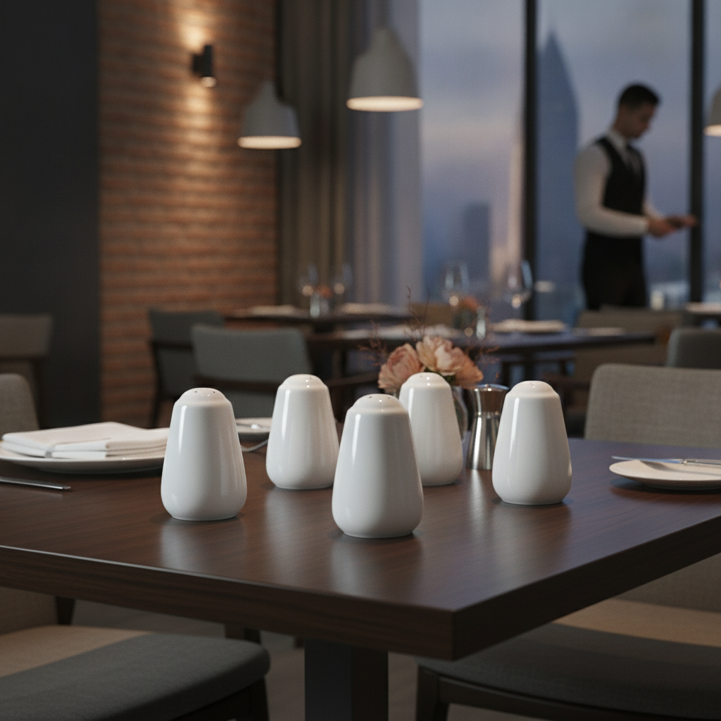 Porcelain Pepper Pots 80mm for Dining Tables (Pack of 6)