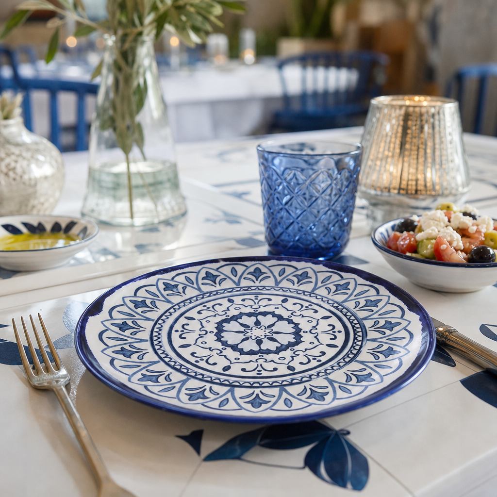 Coupe Plates 165mm Blue Vitrified Stoneware for Dining (Pack of 12)