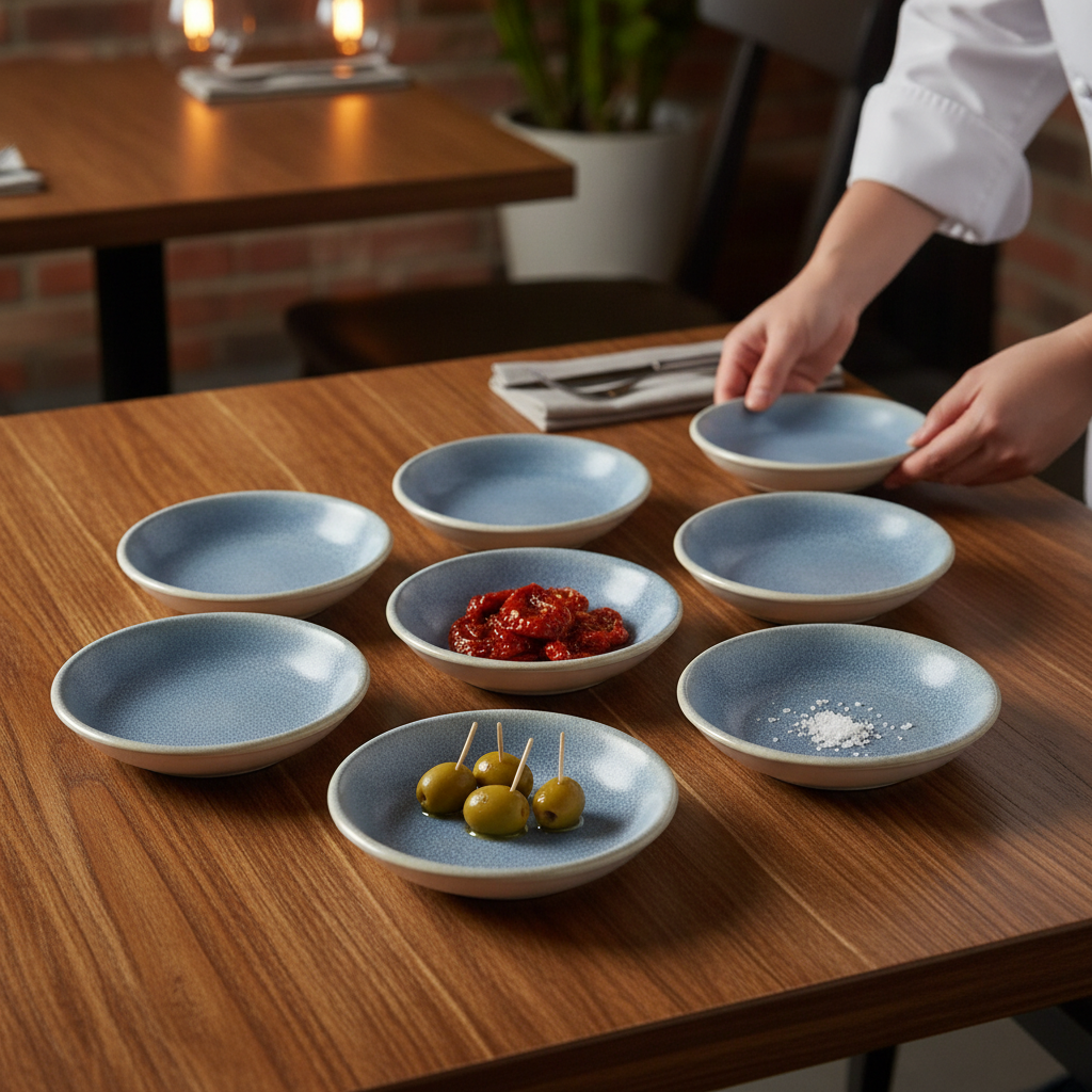 Vitrified Stoneware Blue Tapas Dishes 101mm for Stylish Table Settings (Pack of 12)