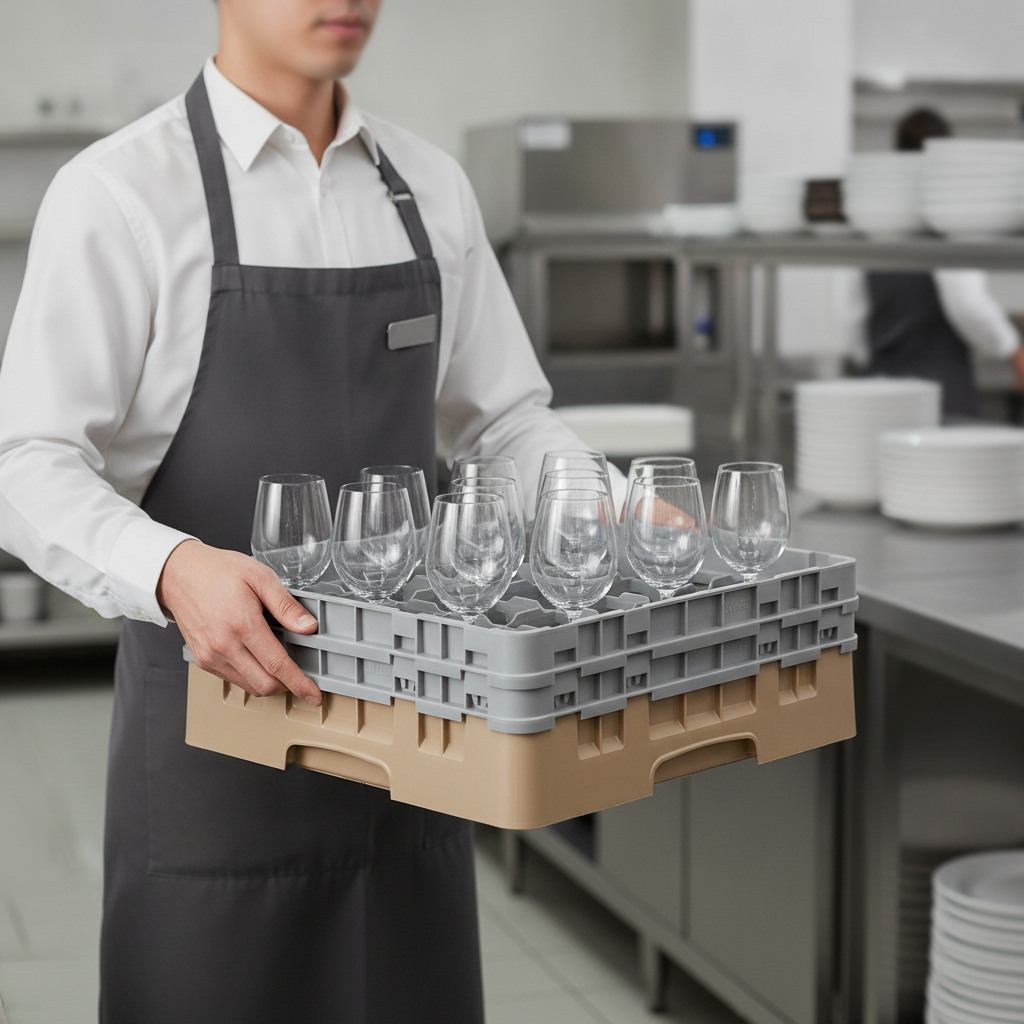Polypropylene Dishwasher Rack for Safe Glassware Transport