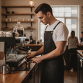 Viscose Linen Blend Black Bib Apron for Artisan Cafés