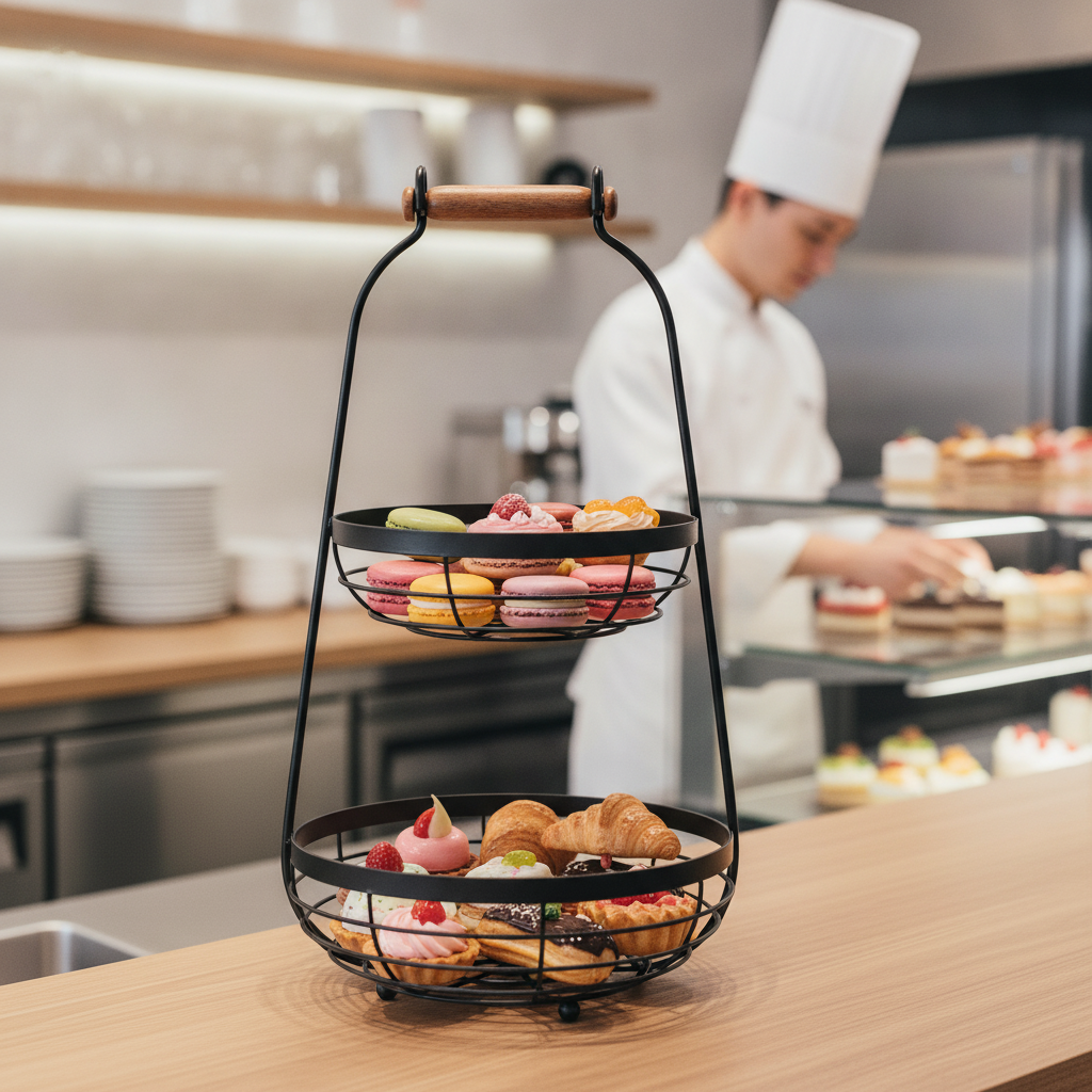 Metal Two-Tier Cake Stand 480mm for Showcasing Treats
