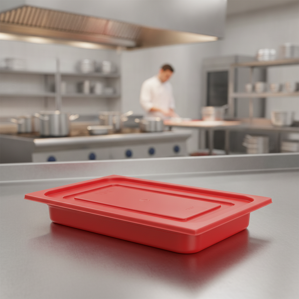 Polyethylene Red Gastronorm Lid 1/9GN for Food Storage