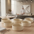 Porcelain Bowls 450ml in Sand for Catering & Hospitality (Pack of 6)