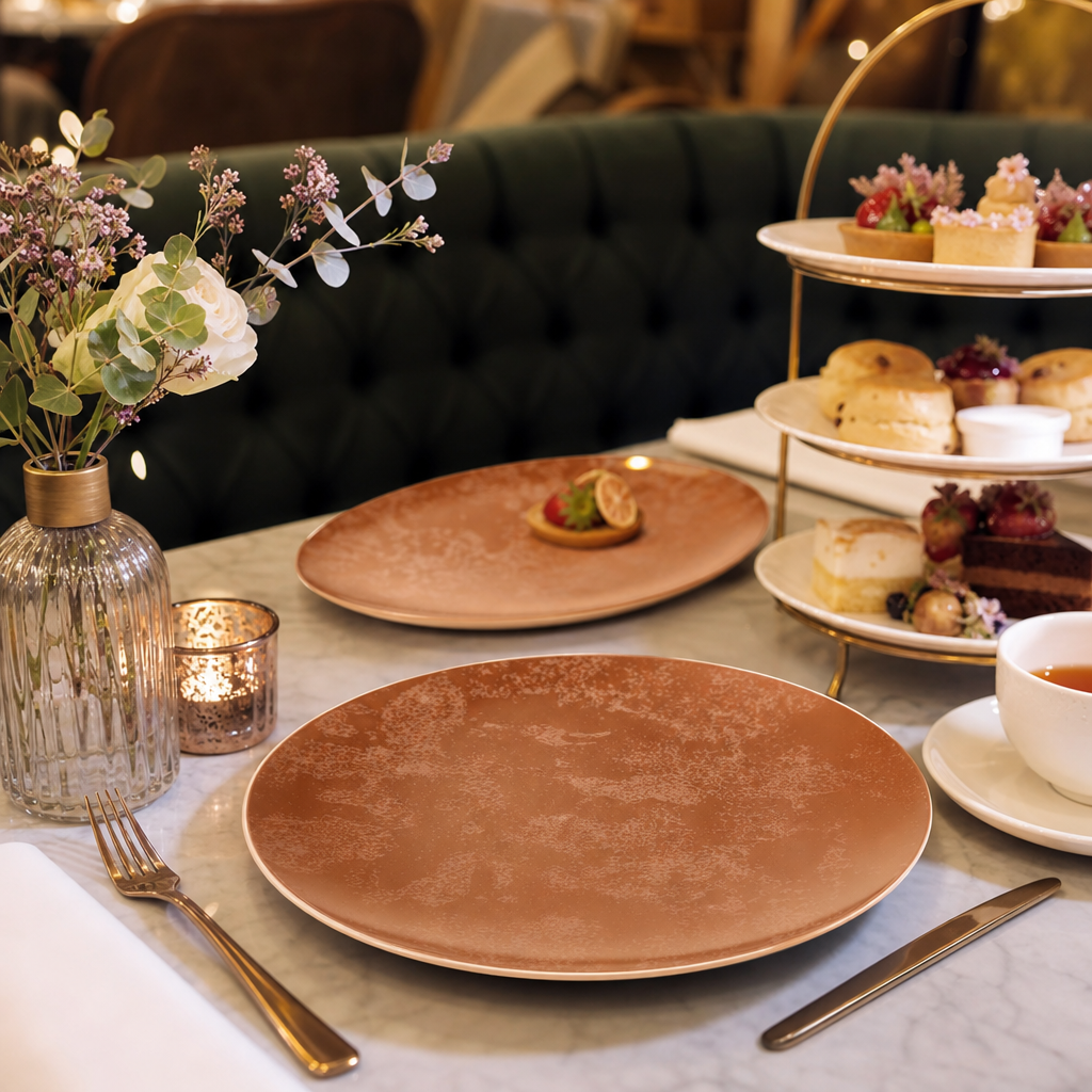 Coupe Plates 255mm Copper Bone China for Elegant Afternoon Tea (Pack of 6)