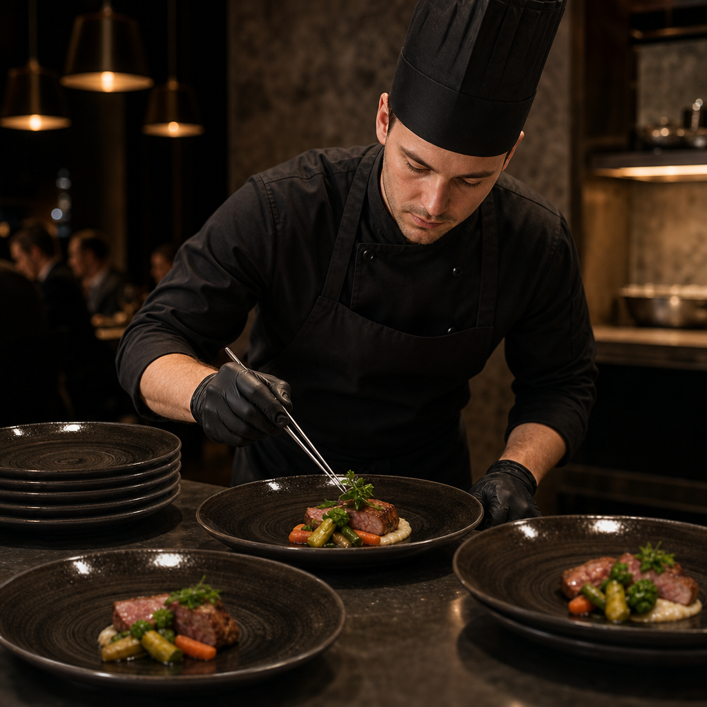 Coupe Plates Gloss Finish 288mm Black Porcelain for Dining (Pack of 12)