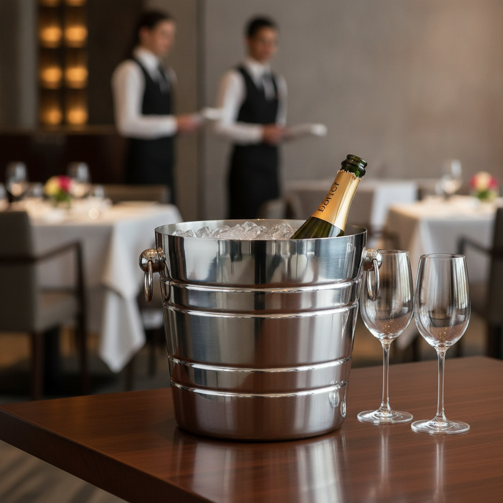 Polished Stainless Steel Wine and Champagne Bucket 4.9L for Restaurants