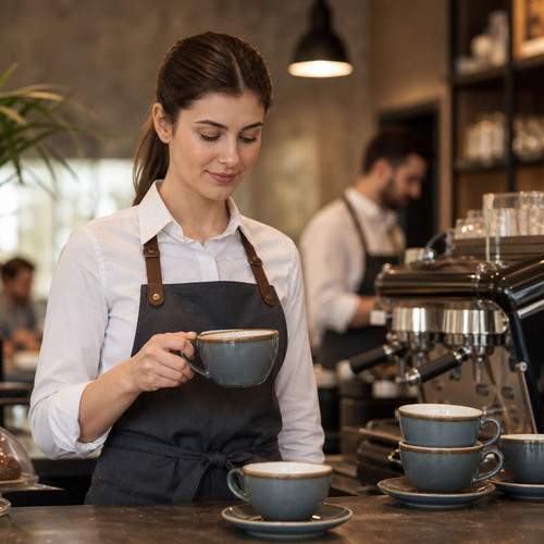 Cappuccino Cups 340ml Porcelain for Modern Cafés (Pack of 6)