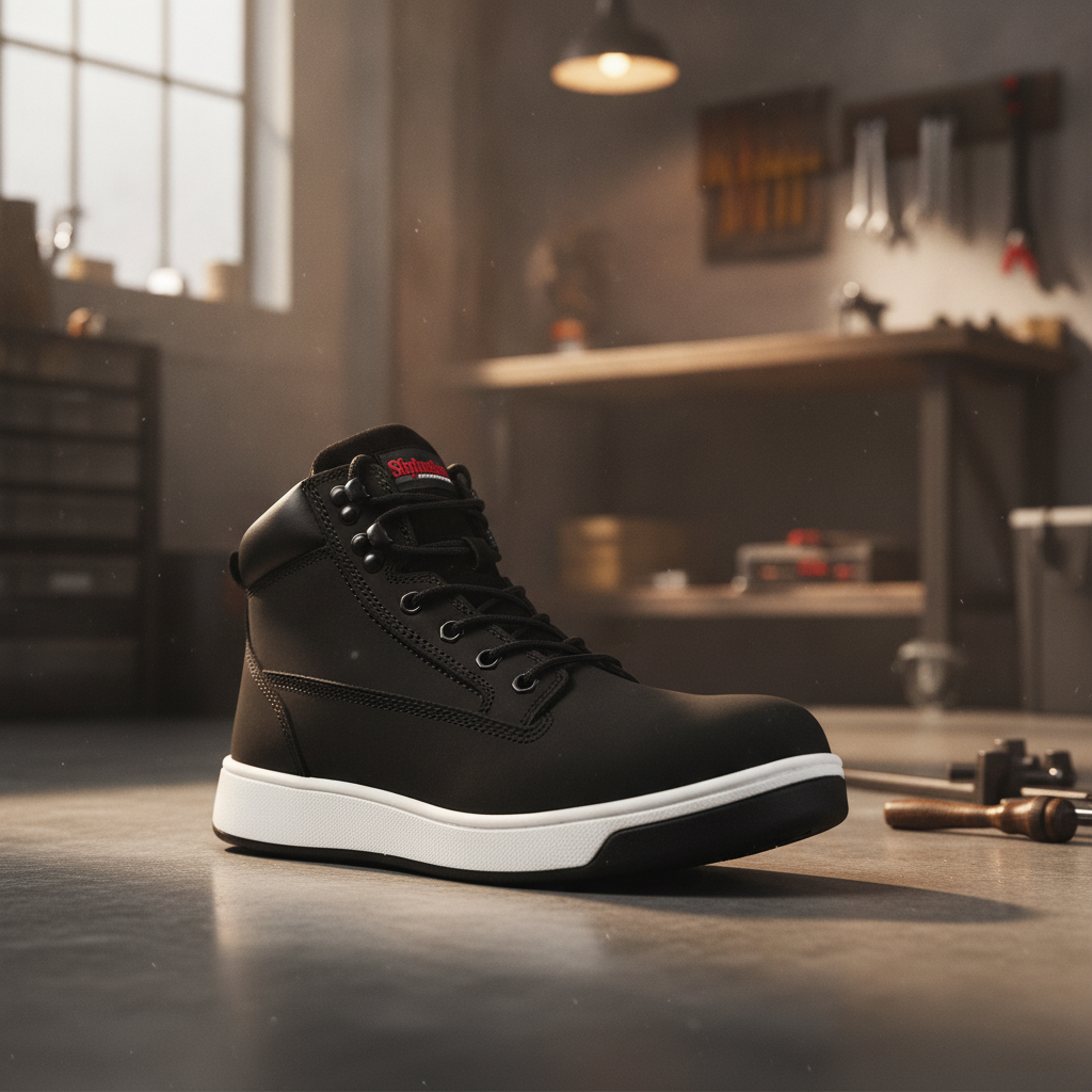 Nubuck Leather Hi-Top Safety Boots Black for Work (EU Sizes 37-46)