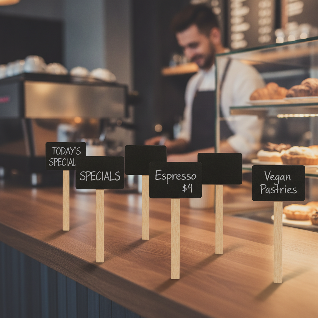 Wood Mini Blackboard Display Sign for Cafés & Bakeries