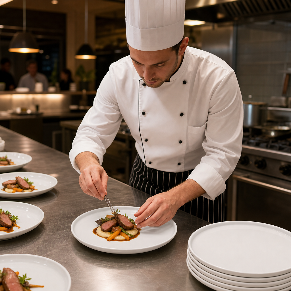 Flat Round Plates 270mm Porcelain for Catering Use (Pack of 4)