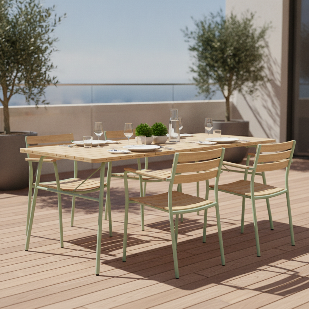 Stainless Steel and Polywood Outdoor Dining Table 734mm for Cafés & Restaurants