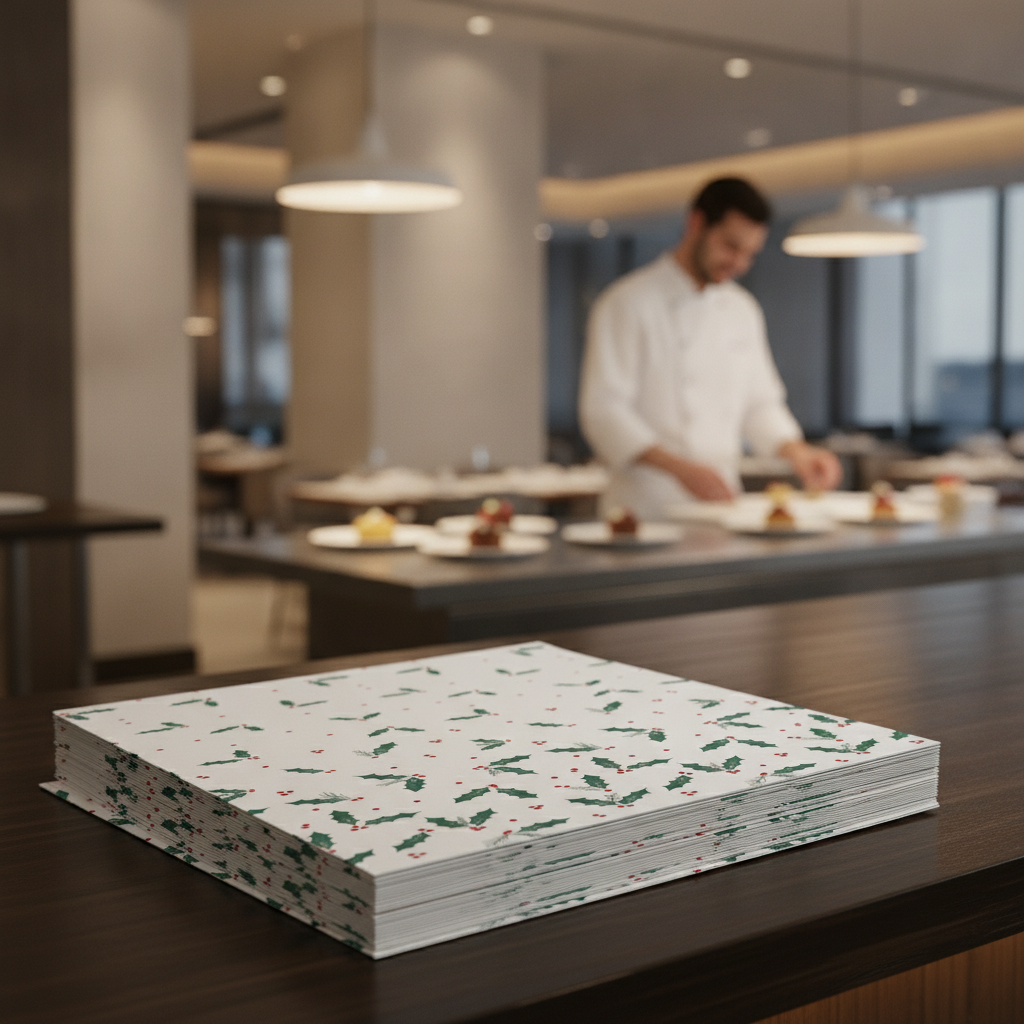Embossed Paper Christmas Slipcover 900x900mm for Festive Events (Pack of 250)