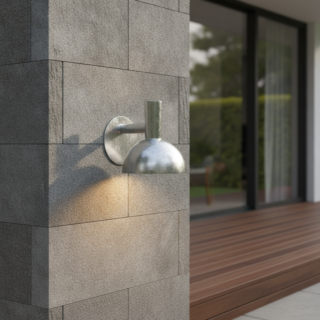 Galvanised Steel Wall Light for Outdoor Spaces