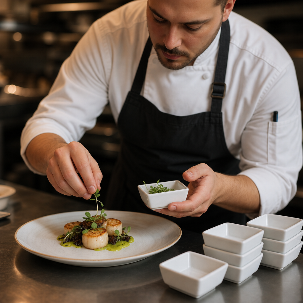 Mini Square Dish 85mm Porcelain for Professional Catering (Pack of 12)
