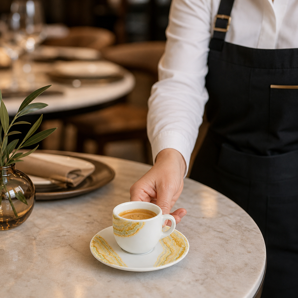 Espresso Saucers 115mm Gold Vitrified Ceramic for Modern Hospitality (Pack of 12)
