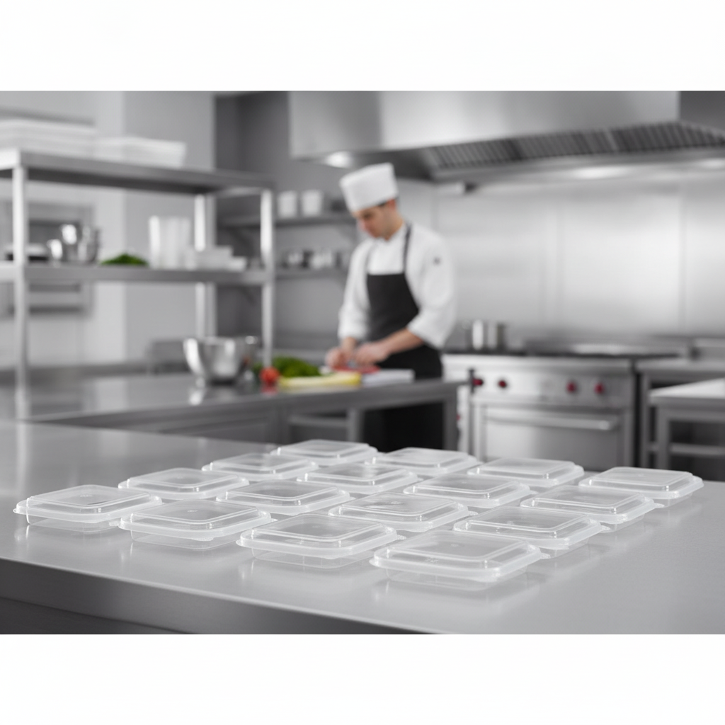 Clear PET Lids for Square Food Containers for Takeaway (Pack of 300)