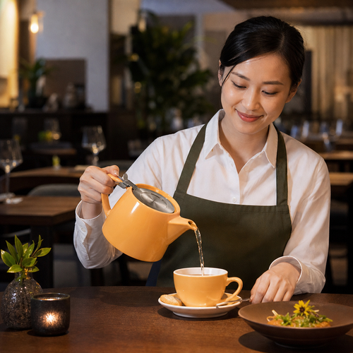 Ceramic Stump Teapot 530ml with Stainless Steel Infuser for Tea Lovers