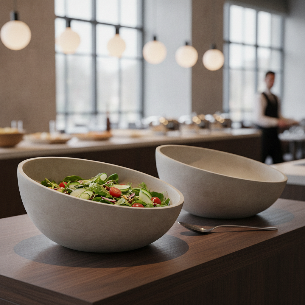 Concrete Sloping Bowl 295mm for Buffet Presentations