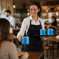 Straight-Sided Mugs 340ml Blue Ceramic for Coffee Shops (Pack of 12)
