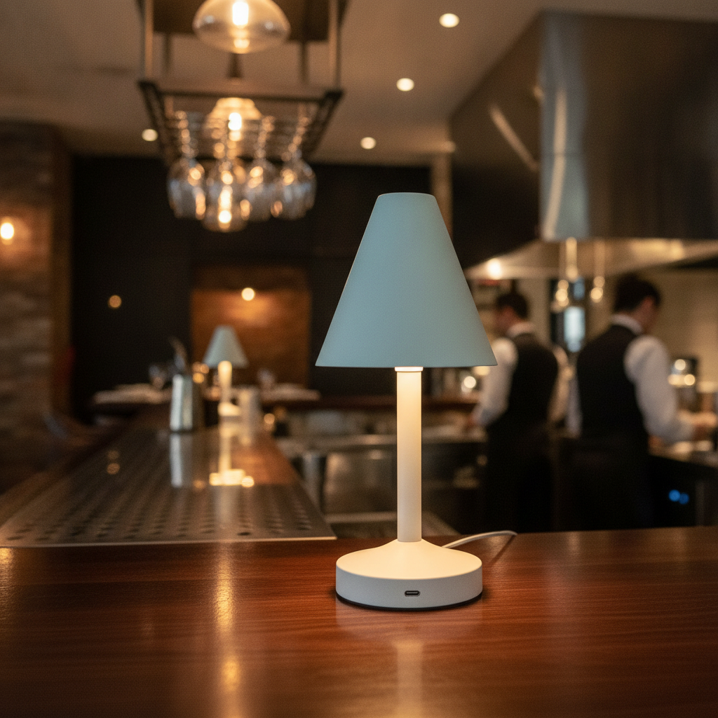 Metal White Table Lamp with USB-C Charging 137mm for Home & Office