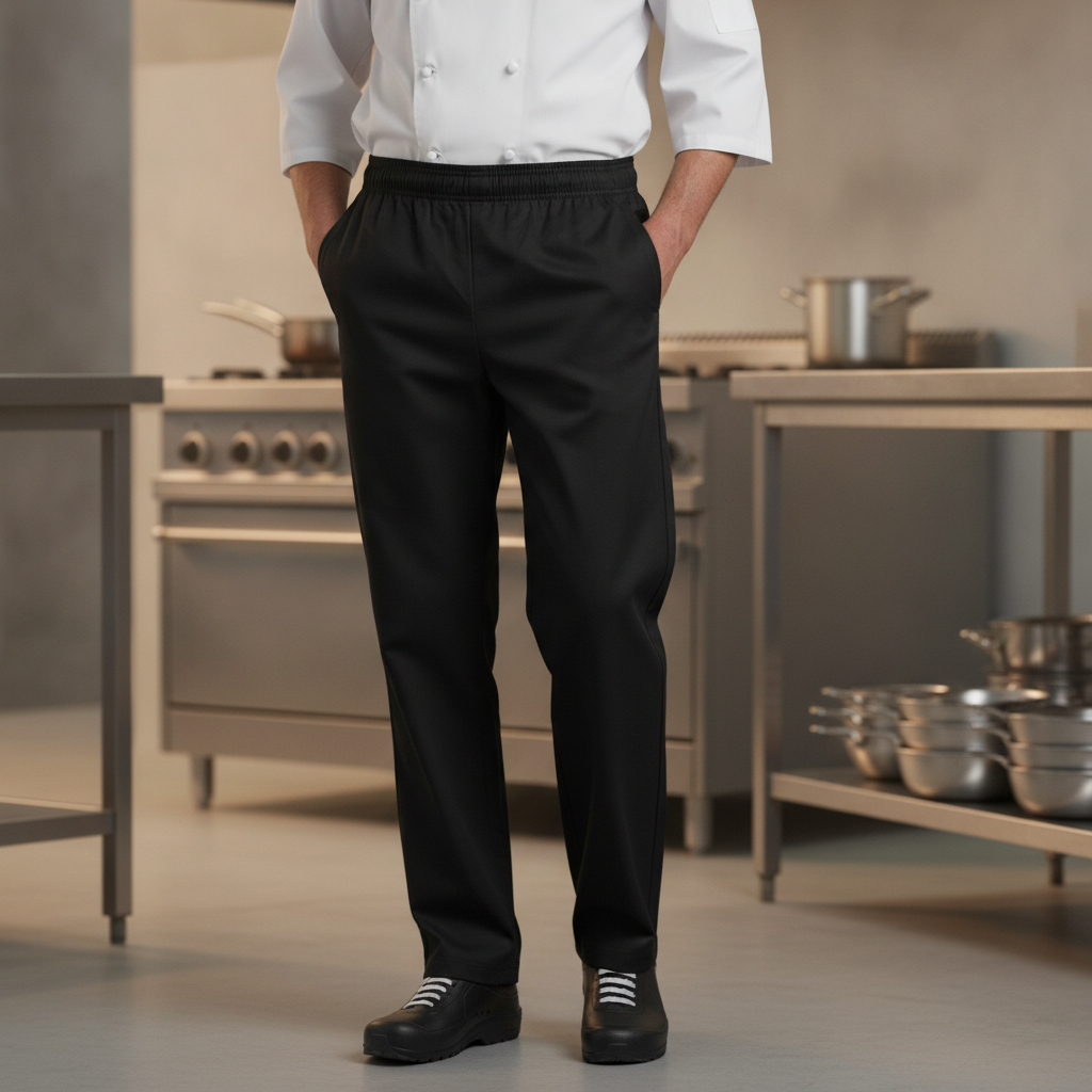 Polycotton Easyfit Trousers Black for Food Service