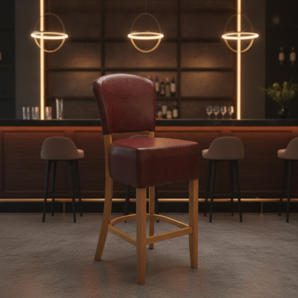 Faux Leather Bar Chair in Soft Oak 1175mm for Commercial Spaces