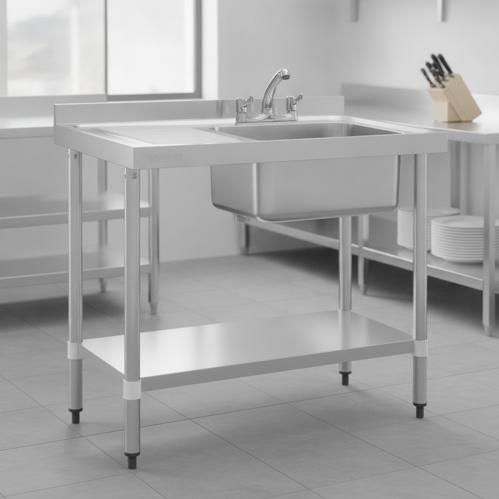 Stainless Steel Single Sink with Left Hand Drainer for Commercial Kitchens