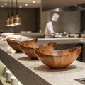 Acacia Wood Large Bowls 1.4L for Buffet Presentations (Pack of 4)