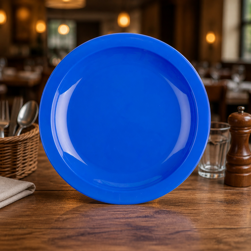 Polypropylene Plates 174mm Blue Ceramic for Schools and Institutions (Pack of 12)