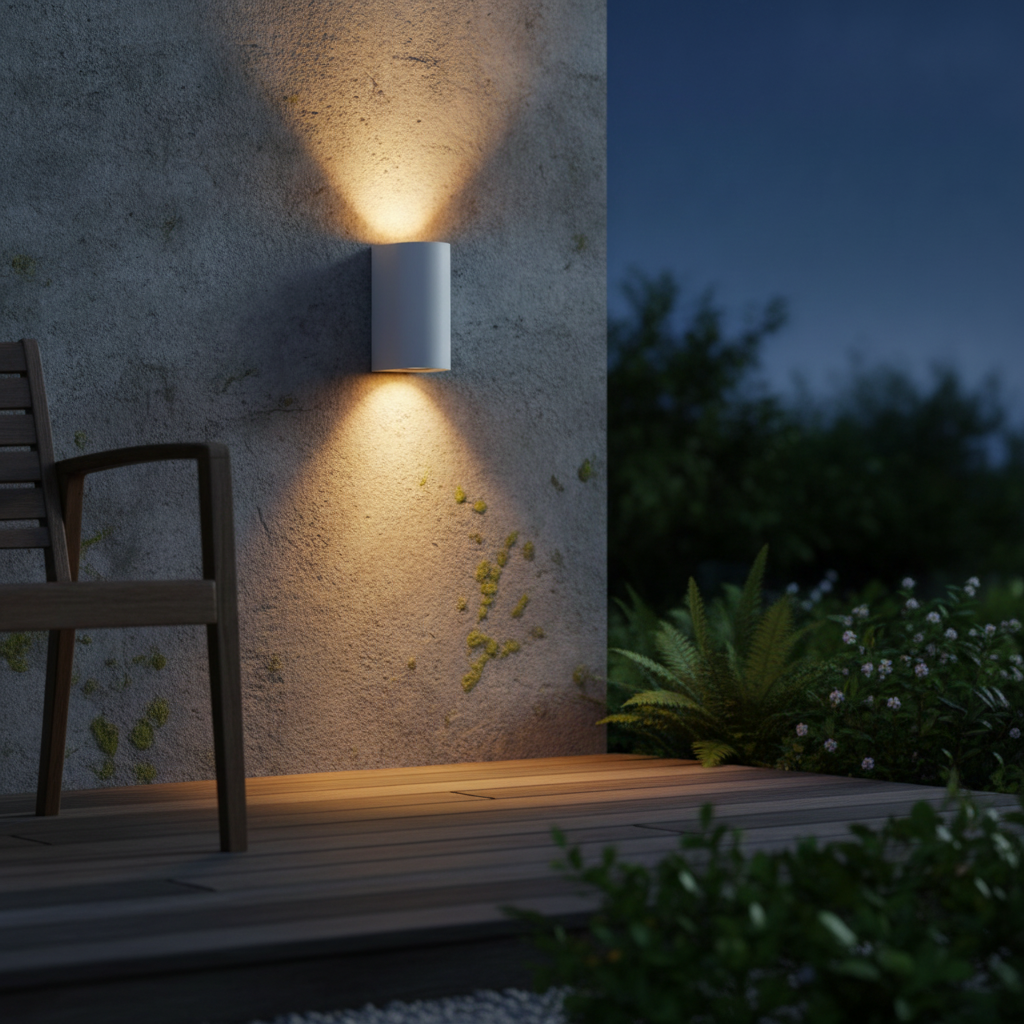 Aluminium Outdoor Wall Light with Dual Light Output for Patios & Gardens