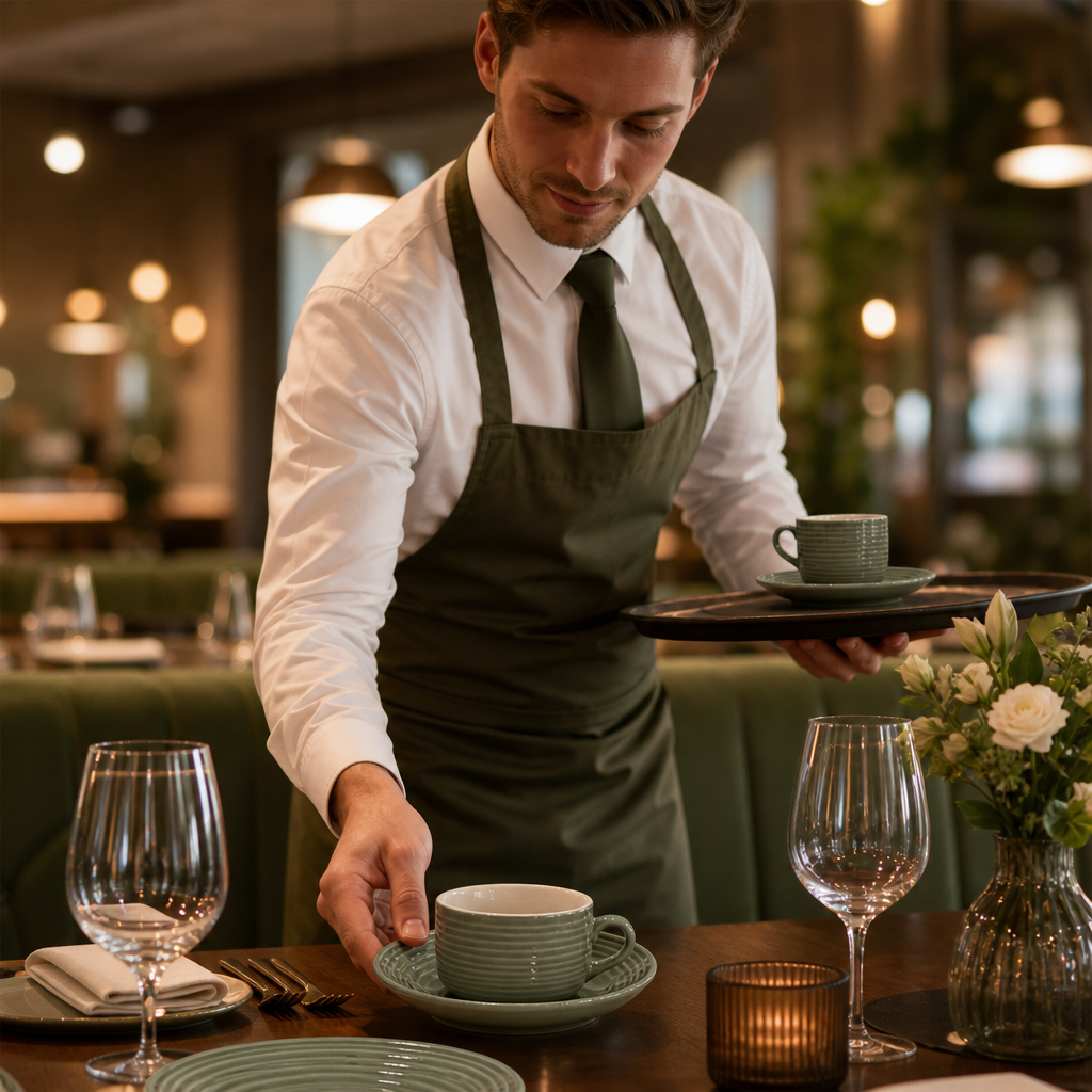 Saucers Green Porcelain for Upscale Dining (Pack of 12)