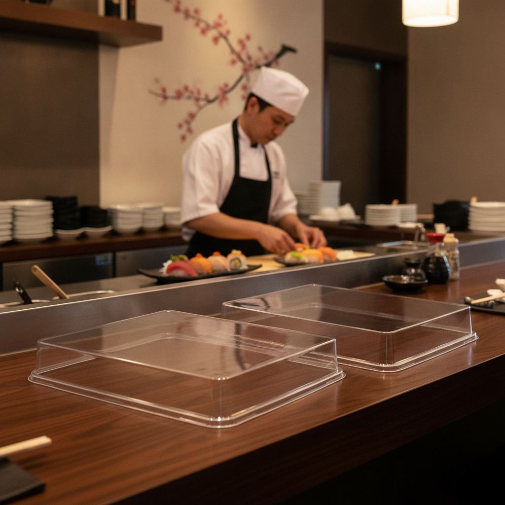 Plastic Sushi Tray Lid for Food Freshness (Pack of 2)