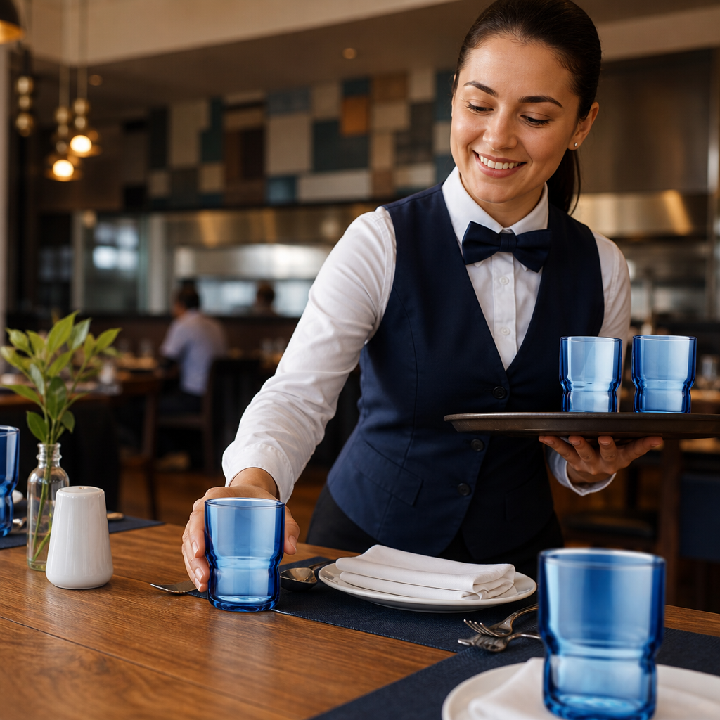 Toughened Glass Blue Tumblers 160ml for Drinks Service (Pack of 48)