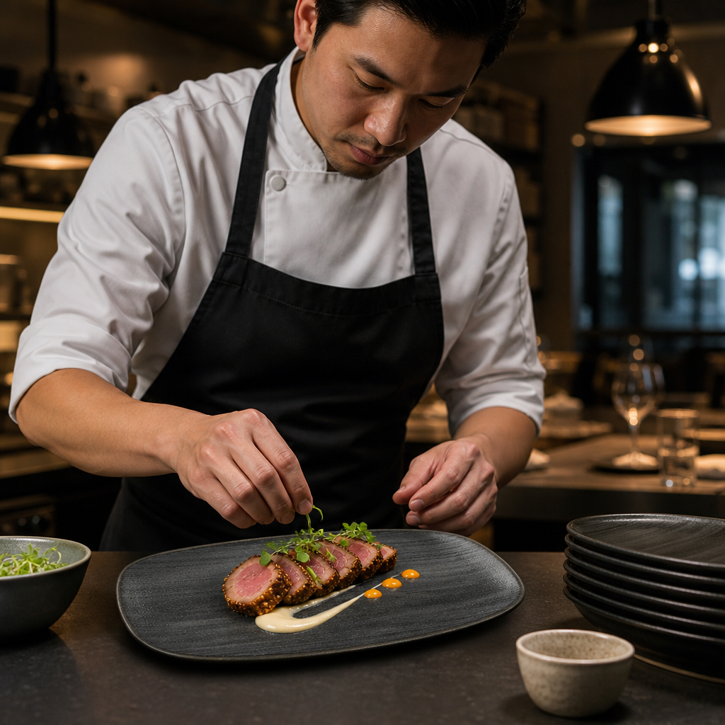 Oblong Chefs Plates 200mm Black Vitrified Ceramic for Hospitality Use (Pack of 12)