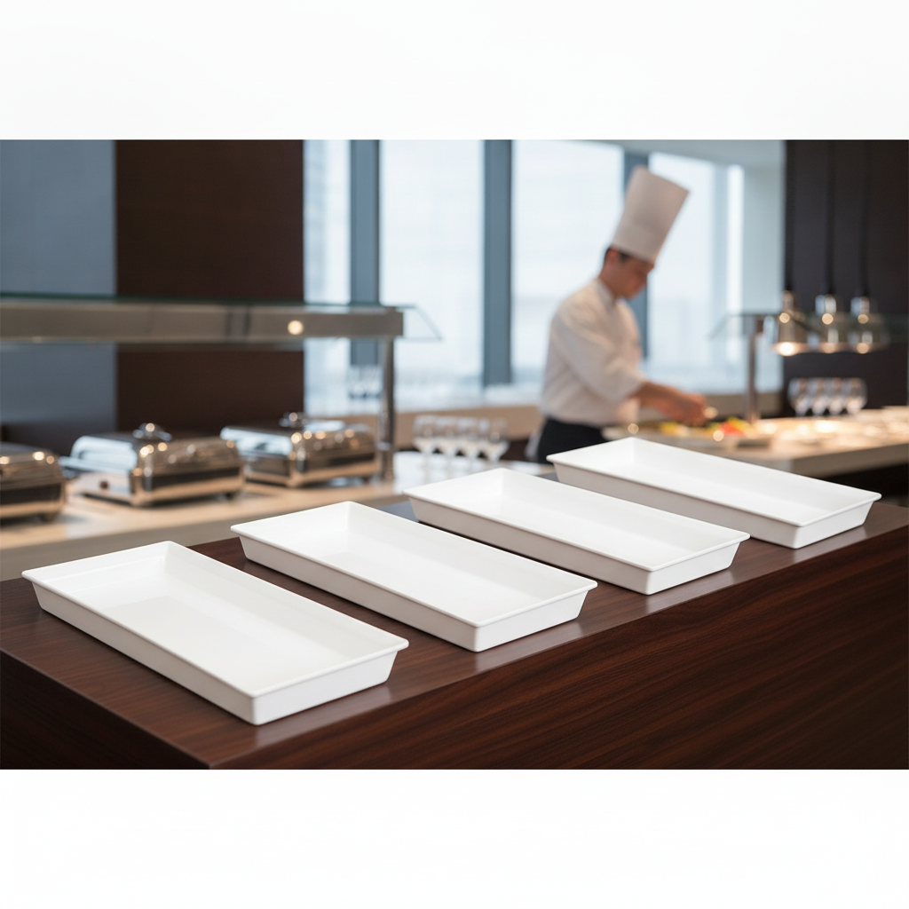 Melamine Rectangular Trays 580x200mm for Buffet Displays (Pack of 4)