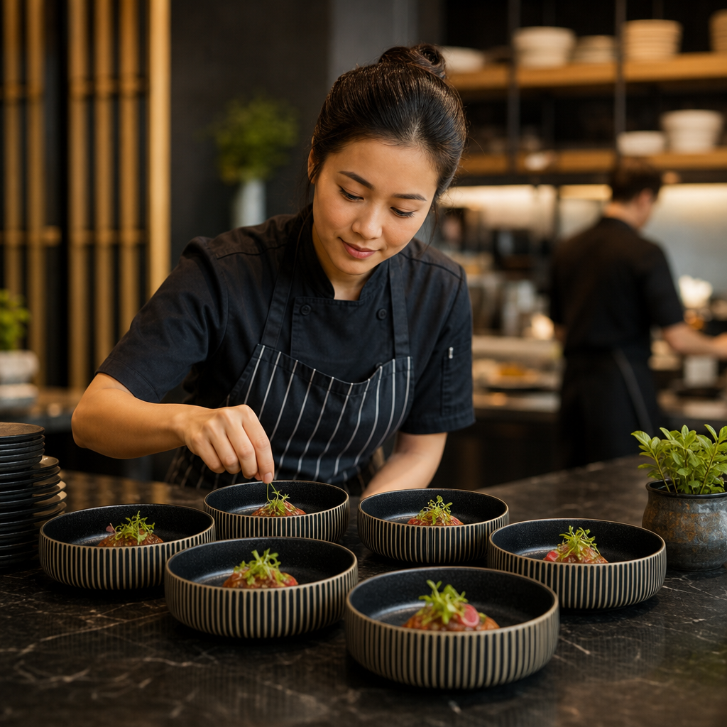 Black & Bowls 210mm White Stoneware for Modern Dining (Pack of 6)