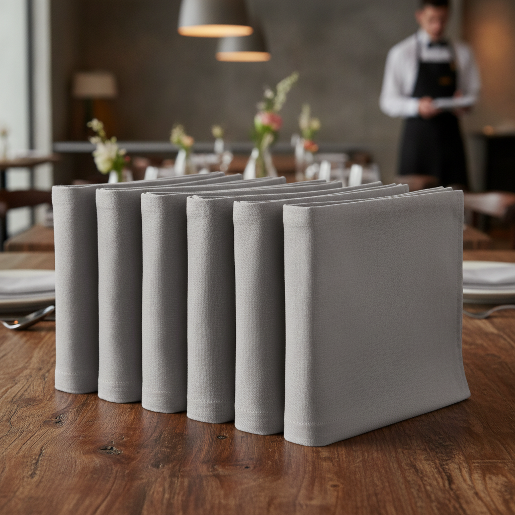 Linen Grey Table Napkin 400x400mm for Elegant Dining (Pack of 12)