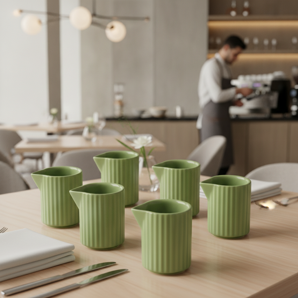 Porcelain Jug 40ml in Sage Green for Tabletop Serving (Pack of 6)