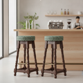 Rubber Wood High Bar Stool with Green Diamond Seat 770x345mm for Pubs & Cafés (Pack of 2)