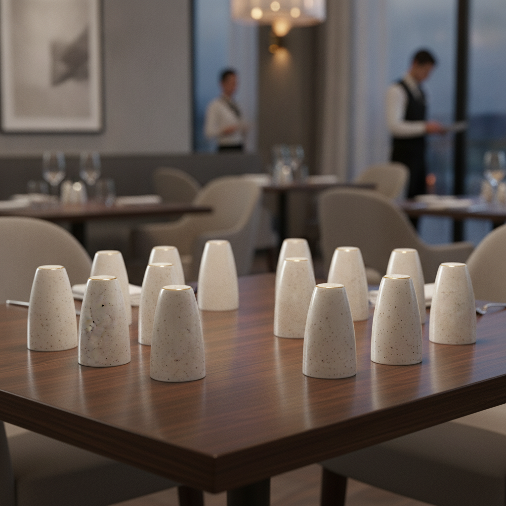 Super Vitrified Ceramic Salt Shakers 70mm for Dining Tables (Pack of 12)