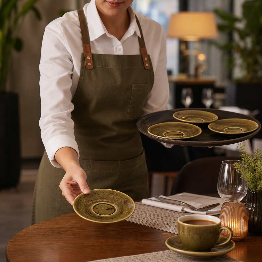Olive Saucers Vitrified Porcelain for Dining (Pack of 12)